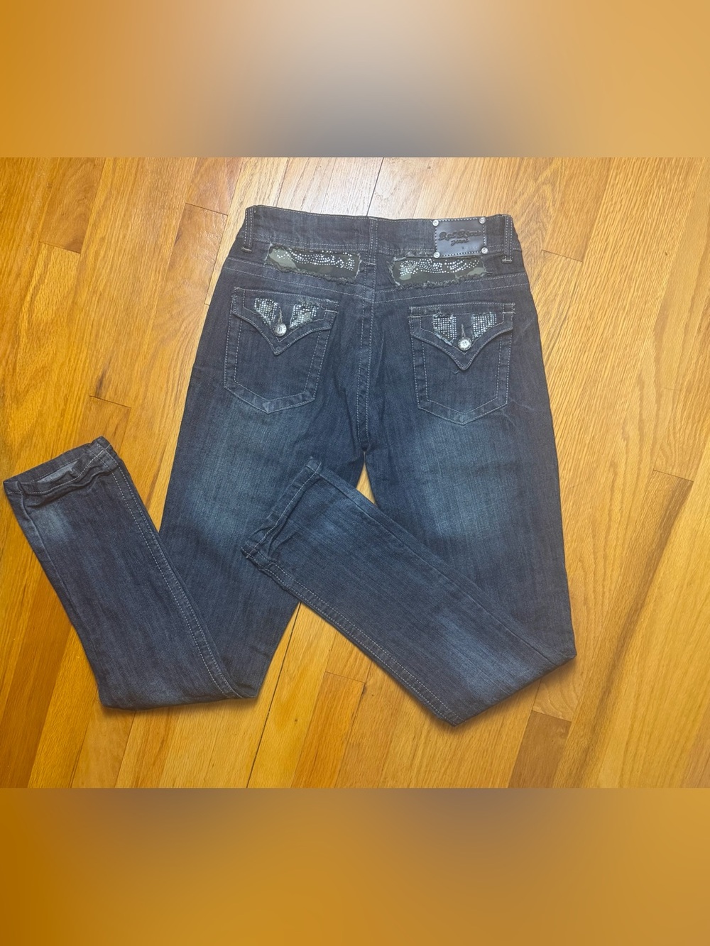 Y2K Red Rivet Low Rise Jeans Size 9 - Picture 4 of 6